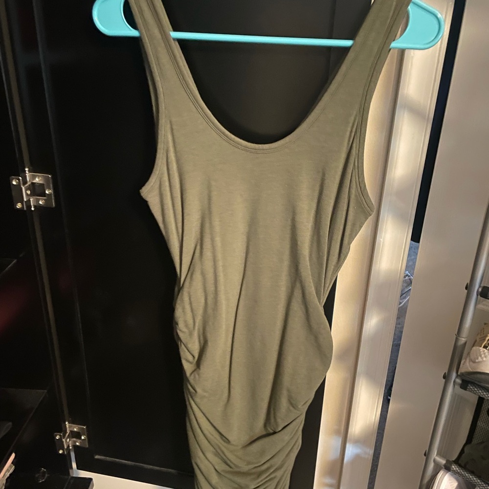 Express ruched olive green dress size small